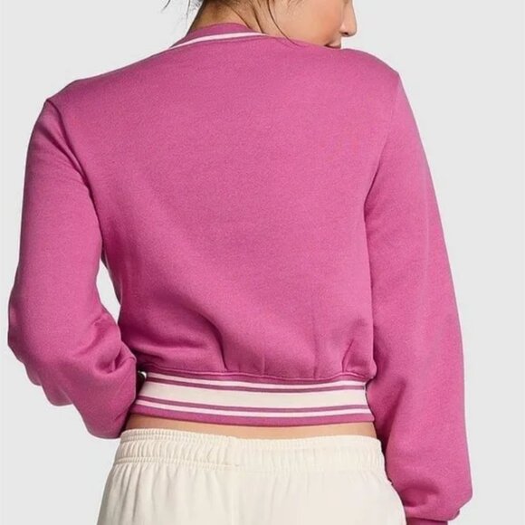 PINK Victoria's Secret Crop Sports Club Varsity Zip Jacket - Picture 3 of 5